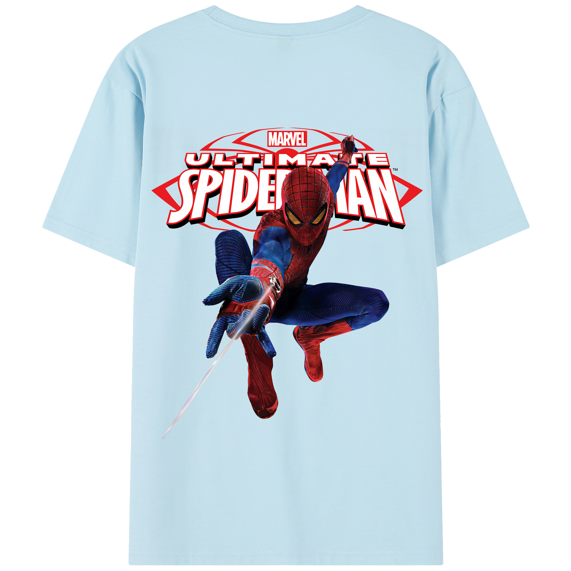（画像用） Spider Man スパイダーマン 綿100％半袖Tシャツ（背面プリント）